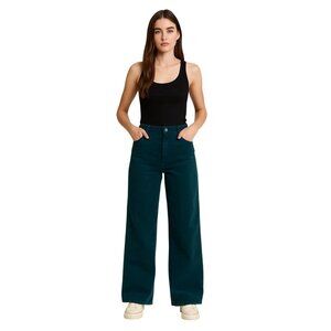 Marc Jacobs High Rise Corduroy Wide Leg Pants Teal Green Size 32 Fall Minimalist